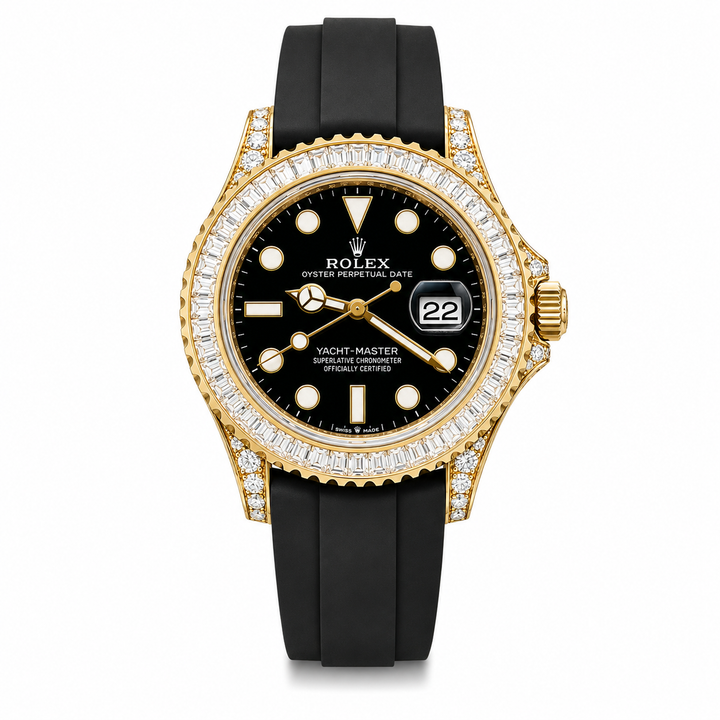 Rolex Yacht-Master 42 Yellow Gold Baguette Bezel Diamond Set Case/Buckle 226668TBR