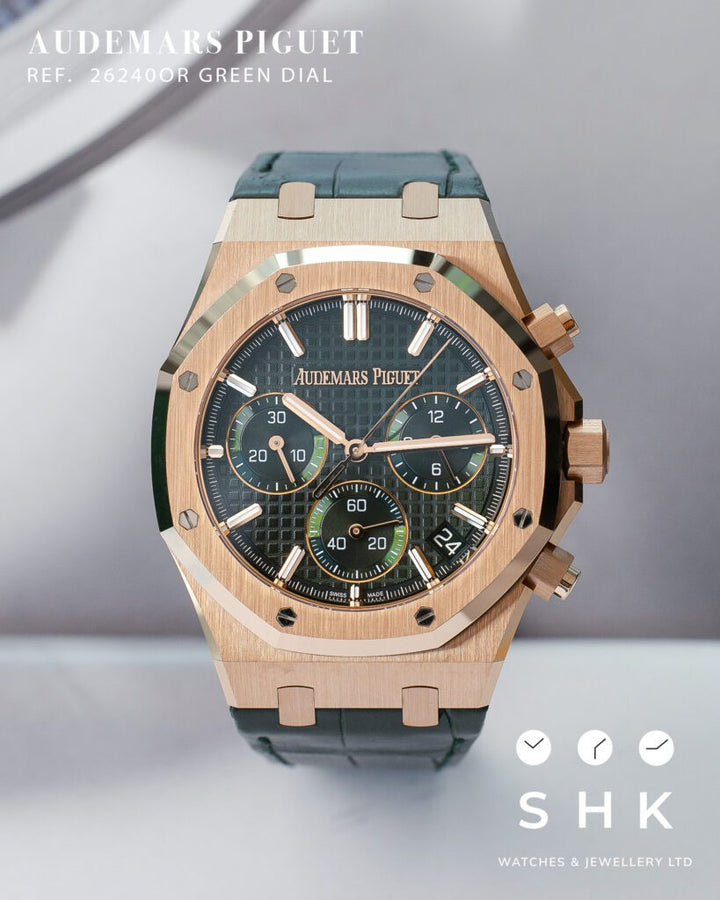 Audemars Piguet Royal Oak 26240OR Chronograph Rose Gold Green Dial