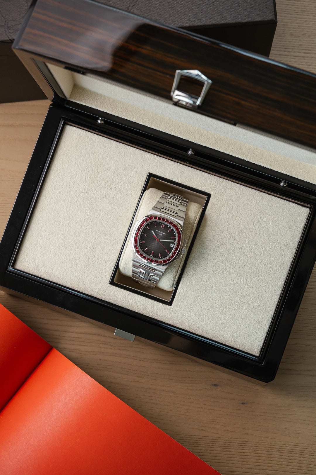 Patek Philippe 5711/112P-001 Platinum Nautilus Grey Dial Ruby Bezel