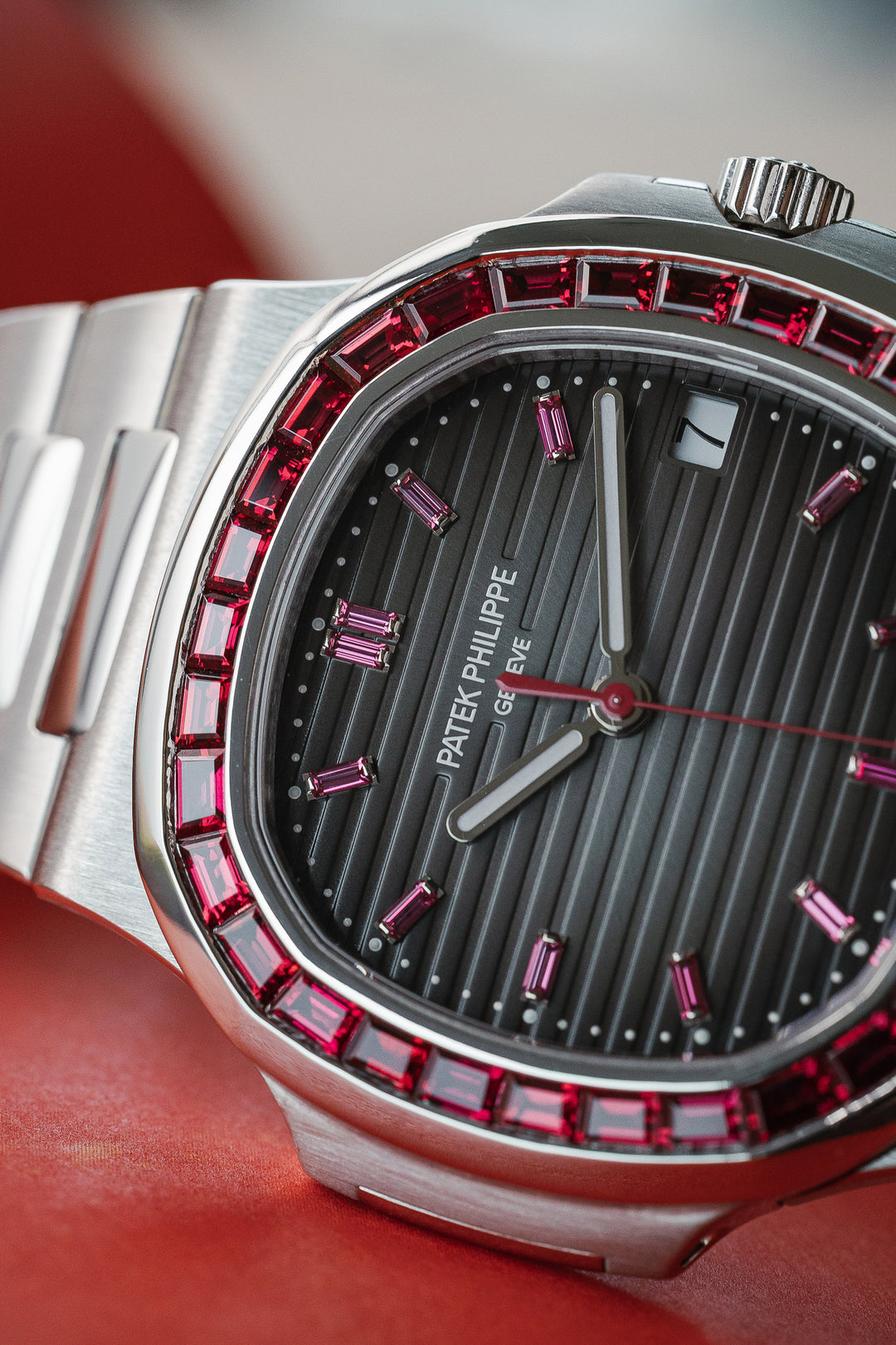 Patek Philippe 5711/112P-001 Platinum Nautilus Grey Dial Ruby Bezel