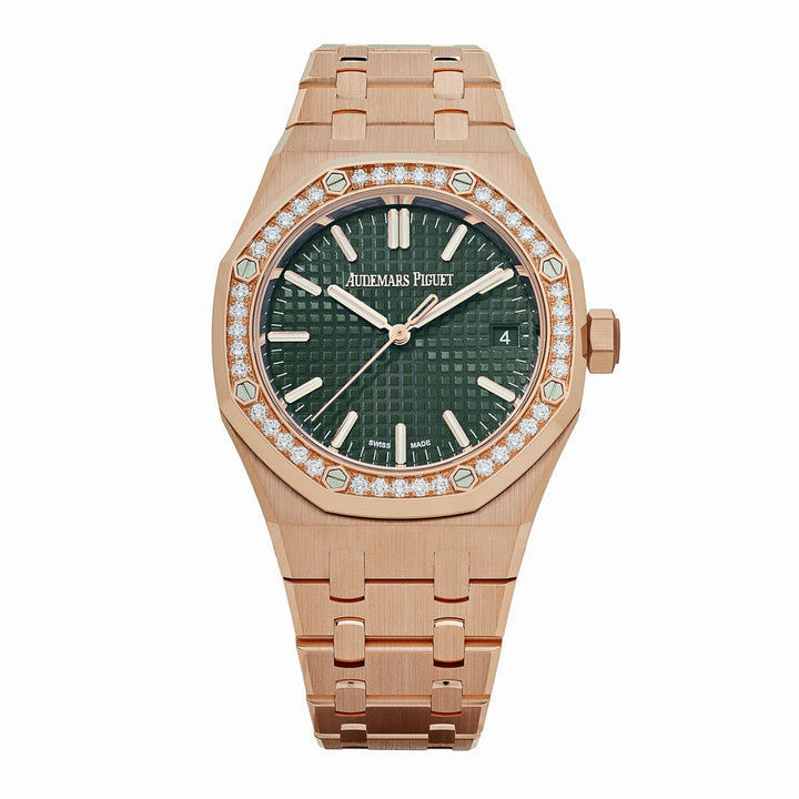 Audemars Piguet Royal Oak 15551OR Selfwinding Rose Gold Khaki Green Dial