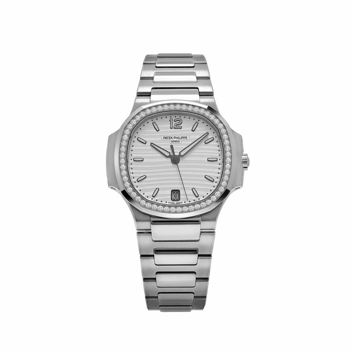 Patek Philippe Nautilus 7118/1200A-010 ‘Ladies’ Stainless Steel Silver Dial Diamond Bezel