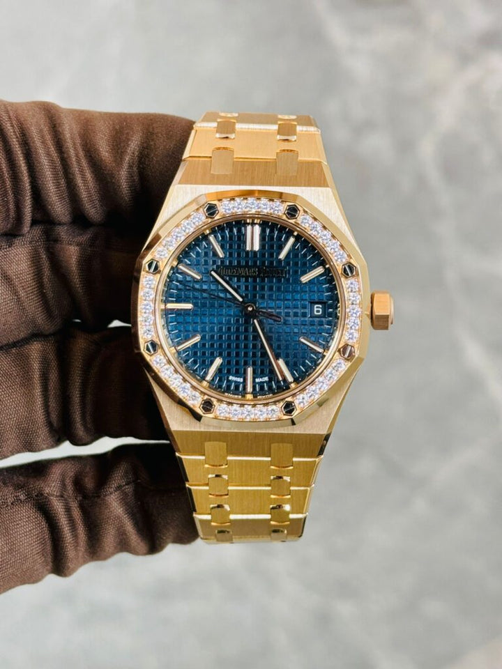 Audemars Piguet Royal Oak 15551OR Selfwinding Rose Gold Blue Dial